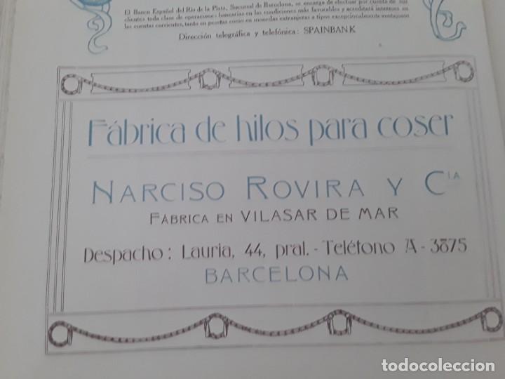 Colecionismo de cartazes: FABRICA DE HILOS PARA COSER NARCISO ROVIRA Y C&ordf; VILASAR DE MAR BARCELONA HOJA A&Ntilde;O 1920