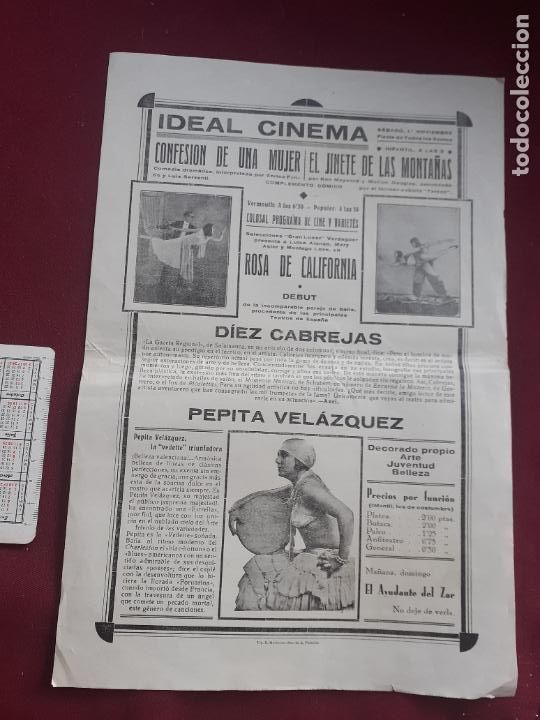 Coleccionismo de carteles: Ideal Cinema. Affiche de espect&aacute;culos. Pepita Vel&aacute;zquez