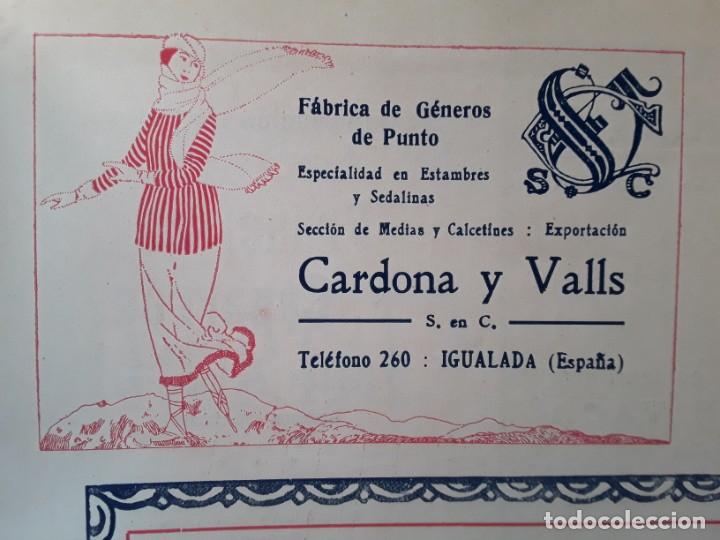 Poster collecting: FABRICA DE GENEROS DE PUNTO CARDONA Y VALLS IGUALADA HOJA A&Ntilde;O 1920