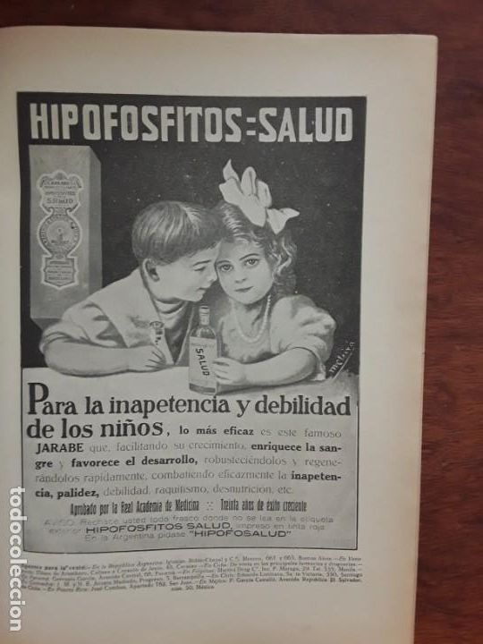 Collectionnisme d'affiches: HIPOFOSFITOS SALUD / GLAXO ALIMENTO MEDIDAS 24 X 34 CM HOJA REVISTA A&Ntilde;O 1920