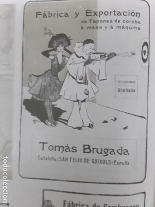 Collectionnisme d'affiches: TOMAS BRUGADA FABRICA DE TAPONES DE CORCHO A MANO Y MAQUINA SAN FELIU DE GUIXOLS HOJA A&Ntilde;O 1909