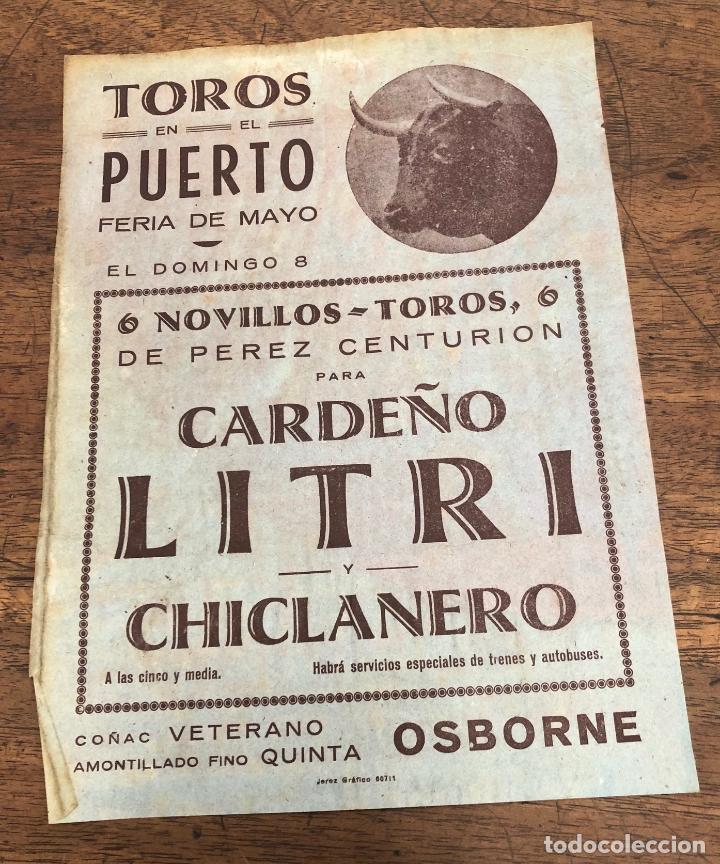 Collezionismo di affissi: CARTEL PLAZA TOROS EN EL PUERTO. FERIA DE MAYO. C. 1955