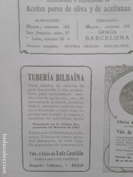 Colecionismo de cartazes: FABRICA TUBERIA BILBAINA FABRICA CAL ZUMAYA VIUDA E HIJOS DE LUIS CASTILLO BILBAO HOJA A&Ntilde;O 1909