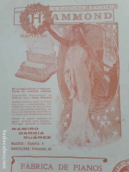 Colecionismo de cartazes: LA MAQUINA DE ESCRIBIR HAMMOND LA MAS PERFECTA Y SOLIDA DE CUANTAS EXISTEN HOJA REVISTA A&Ntilde;O 1909