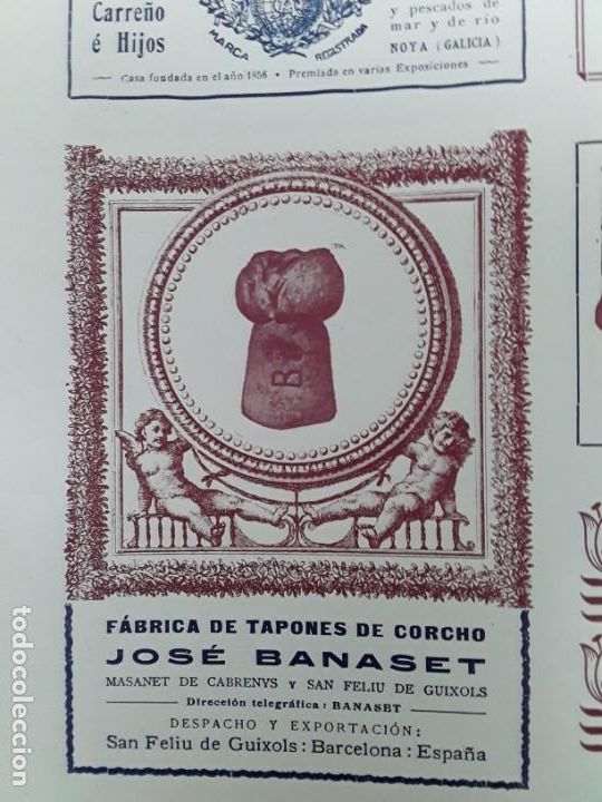 Colecionismo de cartazes: FABRICA TAPONES DE CORCHO JOSE BANASET MASSANET CABRENYS SAN FELIU GUIXOLS HOJA A&Ntilde;O 1909