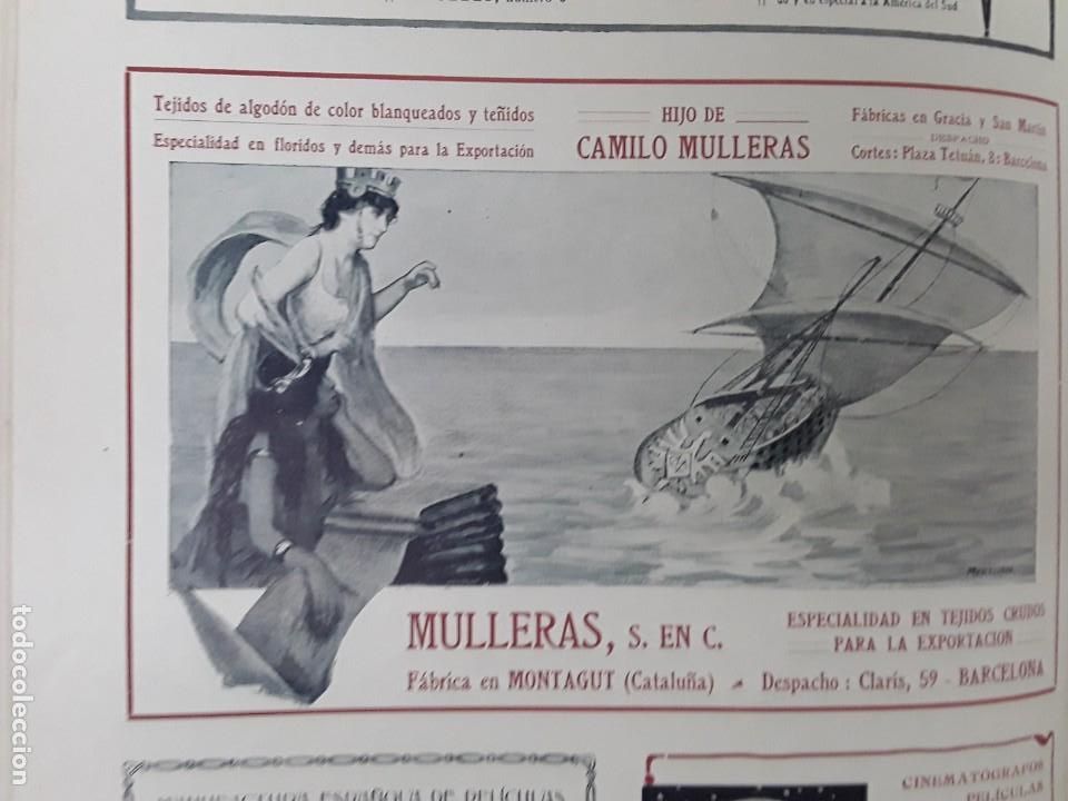 Colecionismo de cartazes: FABRICA TEJIDOS ALGODON HIJO DE CAMILO MULLERAS MONTAGUT BARCELONA HOJA A&Ntilde;O 1909
