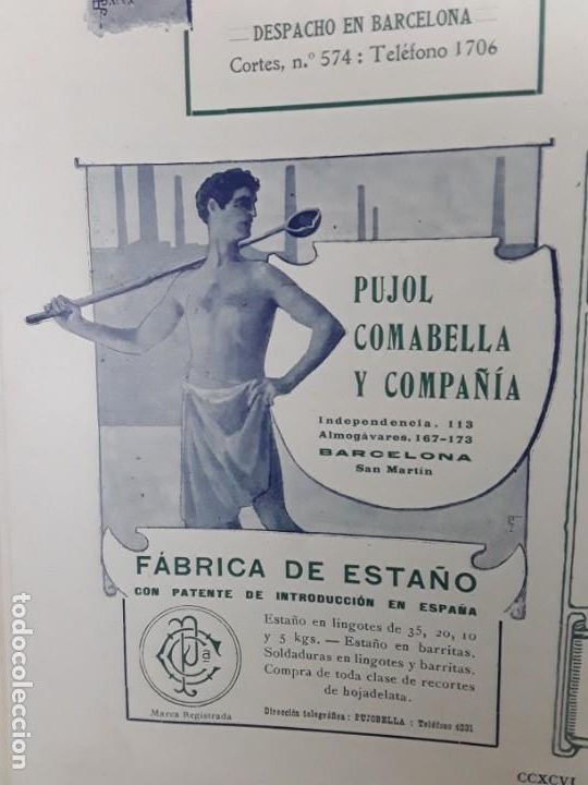 Colecionismo de cartazes: FABRICA DE ESTA&Ntilde;O PUJOL COMABELLA Y C&ordf; HOJA A&Ntilde;O 1909
