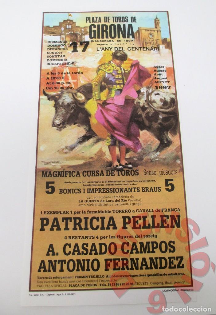 Collectionnisme d'affiches: Cartel Plaza de Toros de Girona - Domingo 17 de Agosto de 1997. El cartel mide 27 x 13,5 cm.