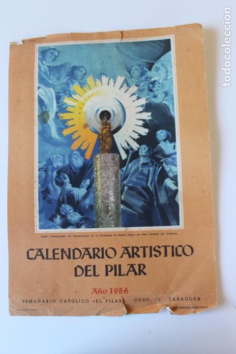 Collectionnisme d'affiches: CARTEL CALENDARIO ARTISTICO DEL PILAR, A&Ntilde;O 1956