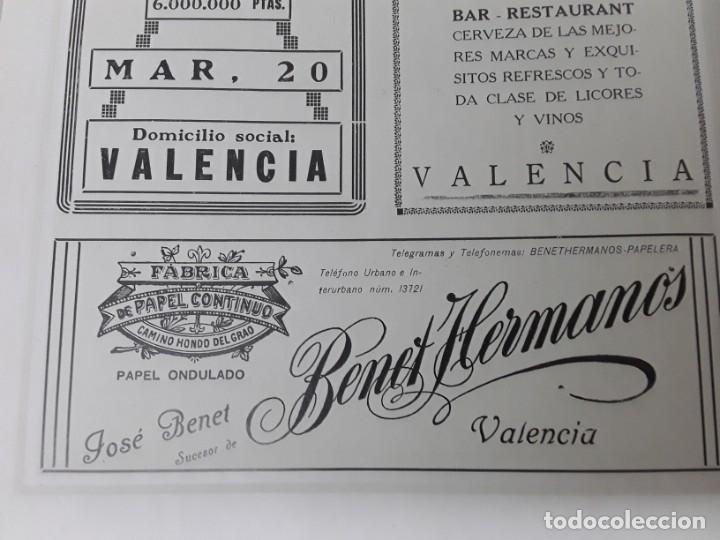 Coleccionismo de carteles: FABRICA PAPEL CONTINUO JOSE BENET CAMINO HONDO DEL GRAO VALENCIA HOJA A&Ntilde;O 1928