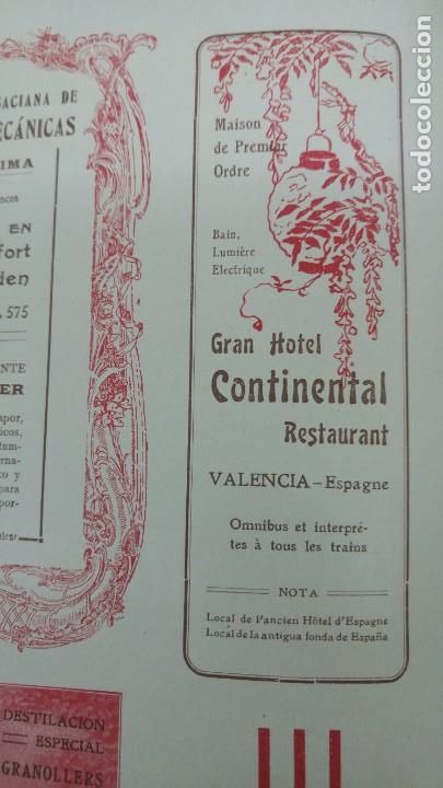 Poster collecting: GRAN HOTEL CONTINENTAL RESTAURANT VALENCIA HOJA A&Ntilde;O 1909