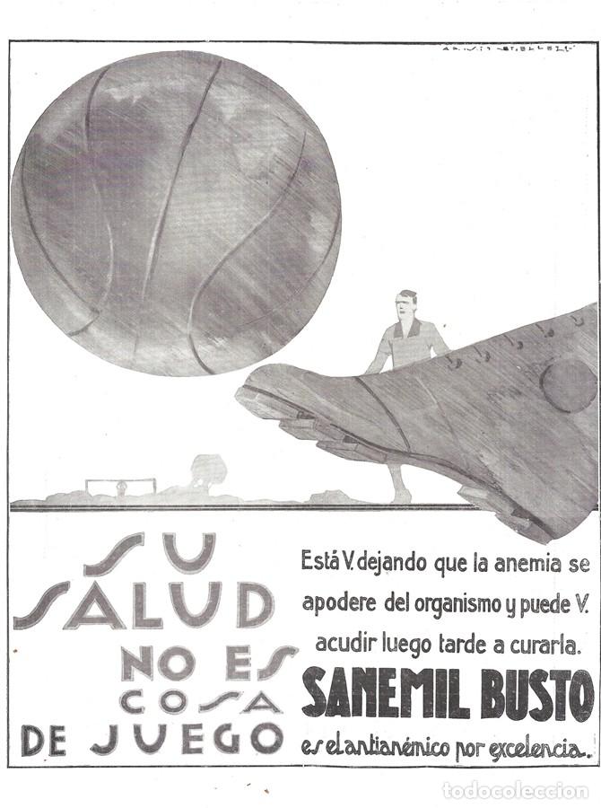 Sammeln von Plakaten: 1923 HOJA REVISTA PUBLICIDAD ANUNCIO DE PRENSA FARMACIA SANEMIL BUSTO CONTRA LA ANEMIA - F&Uacute;TBOL