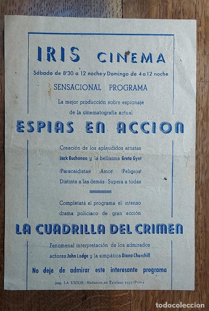 Coleccionismo de carteles: Programa de IRIS CINEMA. Palma de Mallorca. A&ntilde;os 50 - Foto 1