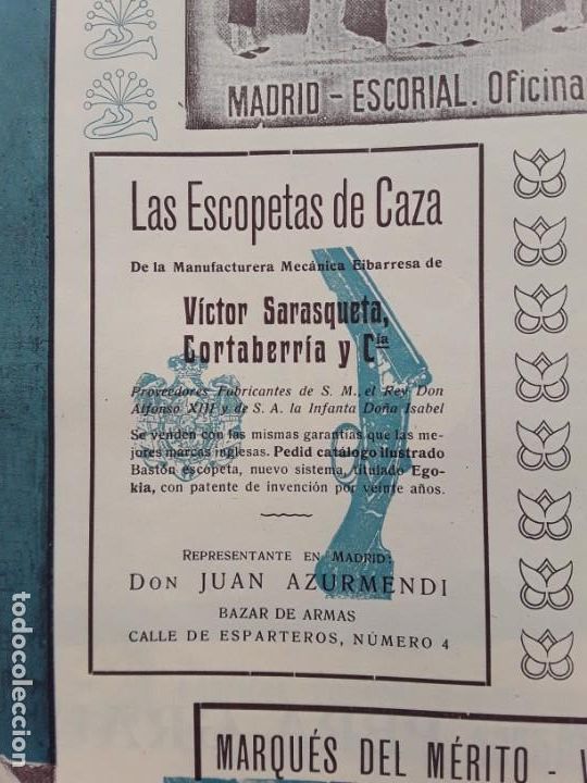 Coleccionismo de carteles: MANUFACTURAERA MECANICA EIBARRESA DE VICTOR SARASQUETA CORTABERRIA ESCOPETAS CAZA EIBAR A&Ntilde;O 1906