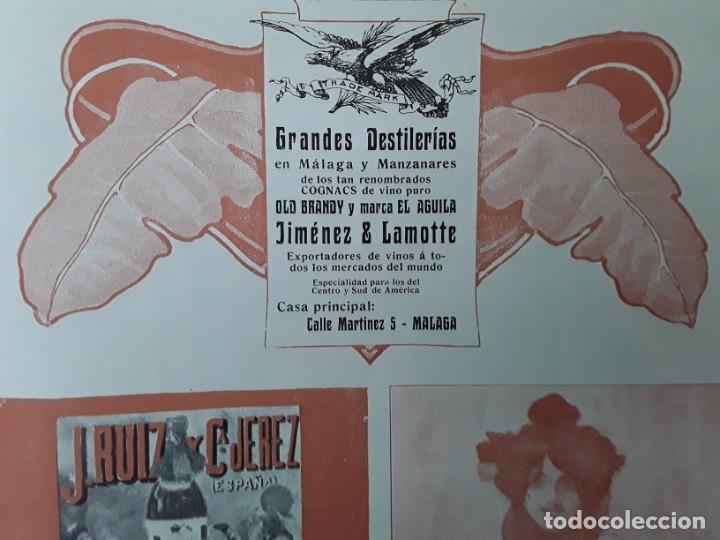 Poster collecting: GRANDES DESTILERIAS EN MALAGA Y MANZANARES JIMENEZ & LAMOTTE COGNACS DE VINO PURO HOJA A&Ntilde;O 1906