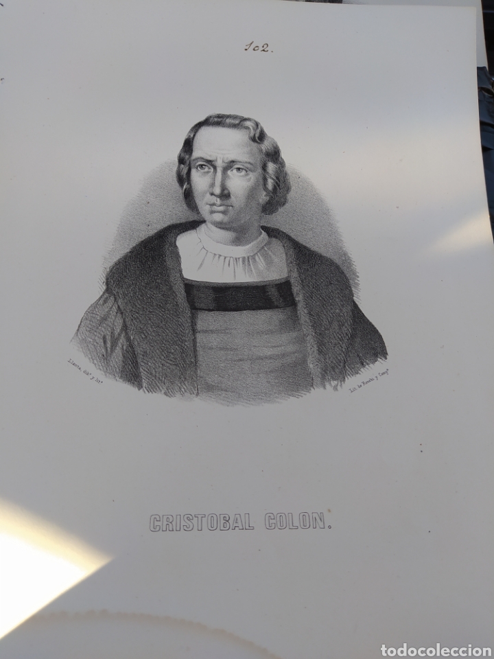 Coleccionismo de carteles: Crist&oacute;bal Col&oacute;n litograf&iacute;a Roig y compa&ntilde;&iacute;a original 1854