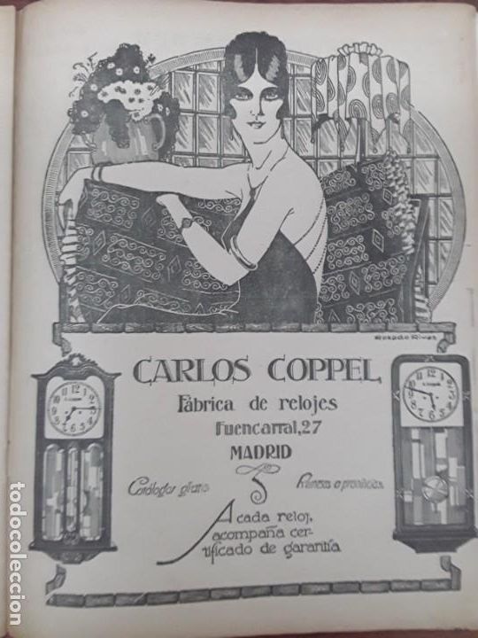Colecionismo de cartazes: CARLOS COPPEL FABRICA DE RELOJES MADRID HOJA A&Ntilde;O 1922