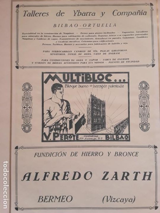 Sammeln von Plakaten: TALLERES YBARRA Y C&ordf; ORTUELLA / FUNDICION HIERRO BRONCE ALFREDO ZARTH BERMEO / V.PEROTE BILBAO 1926
