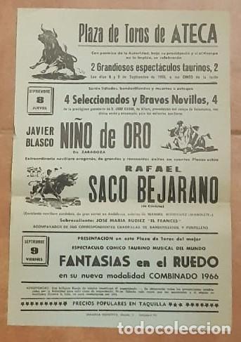 Coleccionismo de carteles: CARTEL DE LA PLAZA DE TOROS DE ATECA, 1966