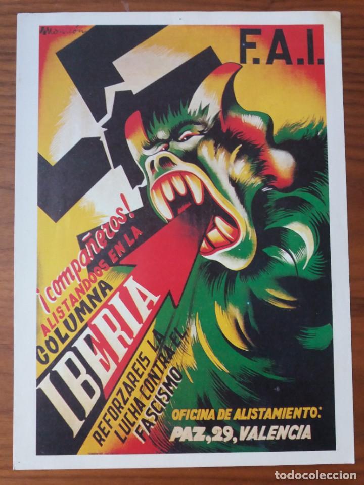 Coleccionismo de carteles: CARTEL. F.A.I. COMPA&Ntilde;EROS ALISTANDOOS EN LA COLUMNA IBERIA DE LA GUERRA CIVIL ESPA&Ntilde;OLA. DE INTERVIU