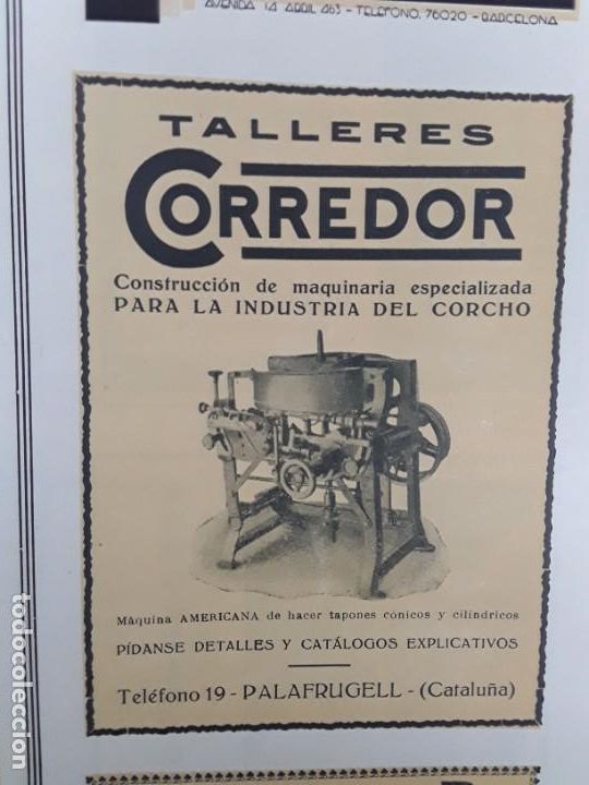Poster collecting: TALLERES CORREDOR PALAFRUGELL CONSTRUCCION MAQUINAS INDUSTRIA CORCHO HOJA A&Ntilde;O 1933