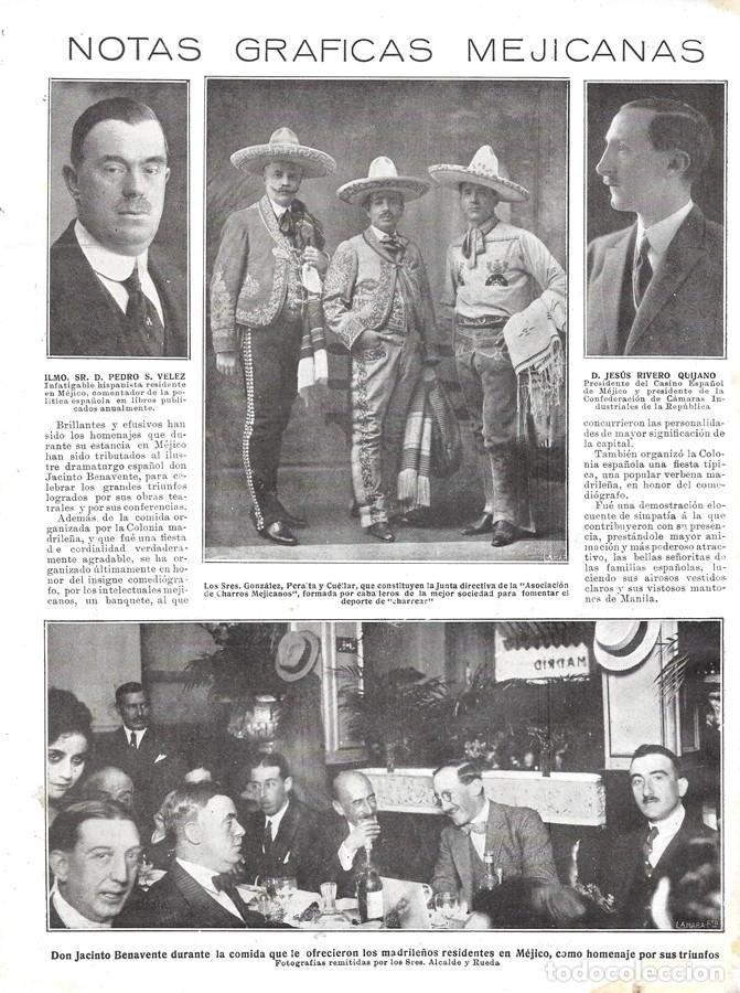 Coleccionismo de carteles: 1923 HOJA REVISTA M&Eacute;JICO HOMENAJE A JACINTO BENAVENTE CASINO ESPA&Ntilde;OL PRESIDENTE JES&Uacute;S RIVERO QUIJANO