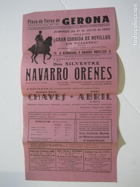 Sammeln von Plakaten: GIRONA-PLAZA DE TOROS DE GERONA-CARTEL CORRIDA DE TOROS-JULIO 1963-VER FOTOS-(K-1701)