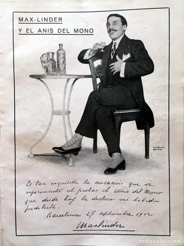 Coleccionismo de carteles: ANUNCIO PUBLICITARIO AN&Iacute;S DEL MONO, MAX LINDER, HOJA DE REVISTA ANTIGUA, PUBLICIDAD