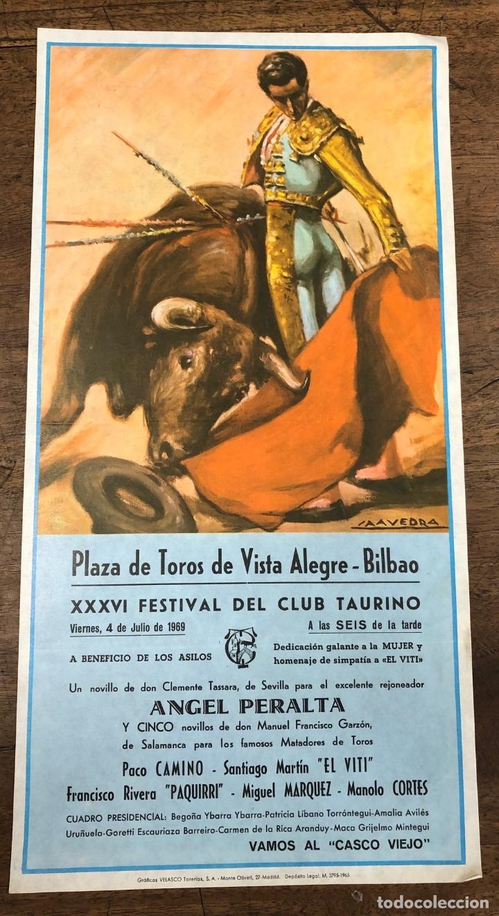 CARTEL PLAZA DE TOROS VISTA ALEGRE. BILBAO. XXXVI FESTIVAL DEL CLUB TAURINO. 4 DE JULIO DE 1969 (Coleccionismo - Carteles Pequeño Formato)