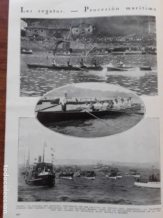 Coleccionismo de carteles: REGATAS BILBAO LANCHA DEL SPORTING TRAINERA VIRGEN DEL CARMEN SAN SEBASTIAN VITORIA LAMIACO POLO