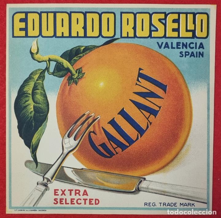 Coleccionismo de carteles: CARTEL ITO ETIQUETA NARANJAS GALLANT EDUARDO ROSELLO VALENCIA ORIGINAL K4