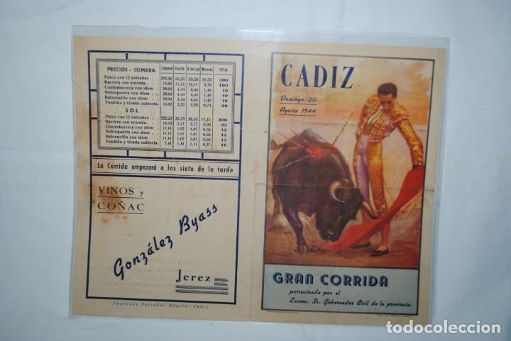 Coleccionismo de carteles: PLAZA DE TOROS DE CADIZ , GRAN CORRIDA . 1944