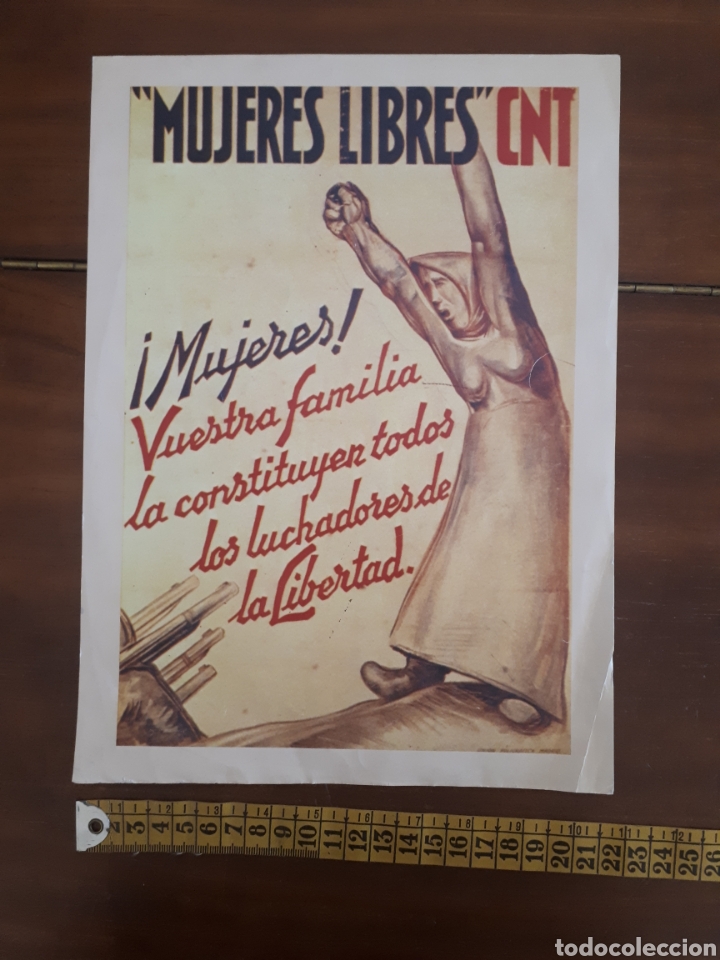 Sammeln von Plakaten: Peque&ntilde;o cartel reproducci&oacute;n Mujeres libres CNT. Reproducci&oacute;n Interviu.