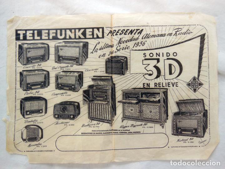 Collezionismo di affissi: TELEFUNKEN, Ultima Novedad Alemana en Radio en su Serie 1956