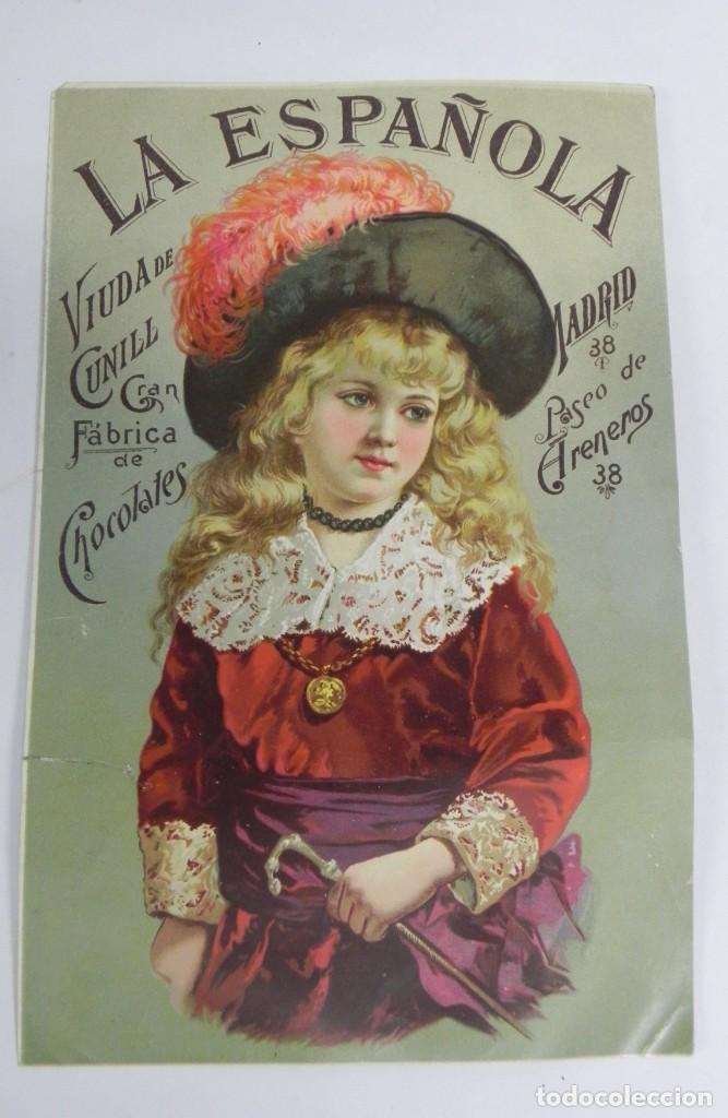 Sammeln von Plakaten: CROMO DE PUBLICIDAD DE LA ESPA&Ntilde;OLA, GRAN FABRICA DE CHOCOLATES, VIUDA DE CUNILL, MADRID, MIDE 19 X 1