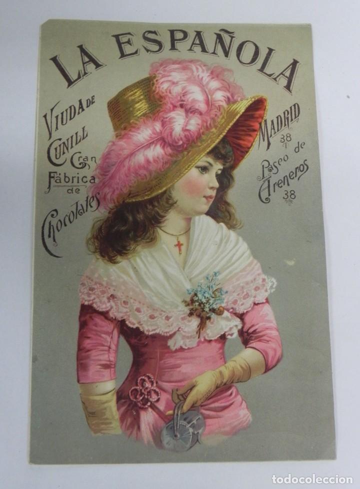 Sammeln von Plakaten: CROMO DE PUBLICIDAD DE LA ESPA&Ntilde;OLA, GRAN FABRICA DE CHOCOLATES, VIUDA DE CUNILL, MADRID, MIDE 19 X 1