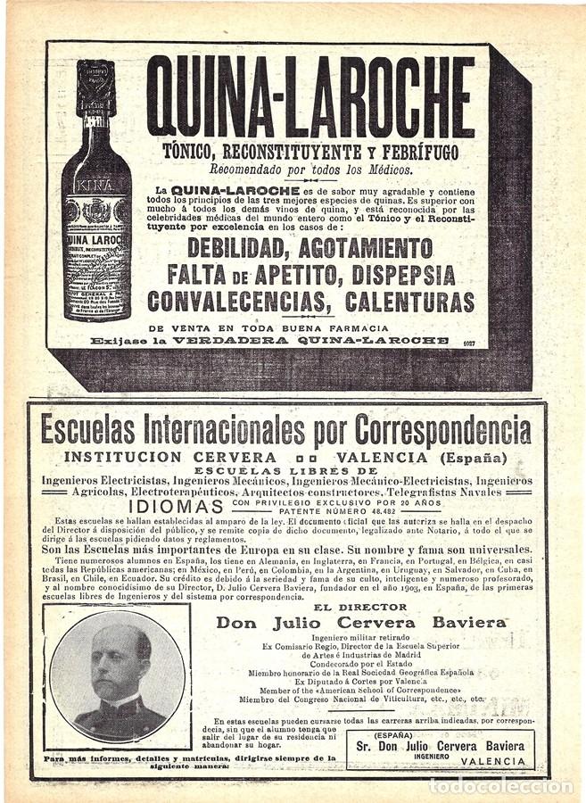 Coleccionismo de carteles: 1913 HOJA REVISTA PUBLICIDAD ANUNCIO T&Oacute;NICO RECONSTITUYENTE QUINA LAROCHE - DEBILIDAD, AGOTAMIENTO