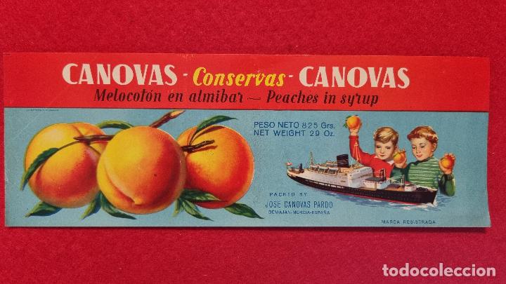 Sammeln von Plakaten: CARTEL ITO ETIQUETA PUBLICIDAD MELOCOTON CANOVAS NI&Ntilde;OS BARCO BENIAJAN MURCIA ORIGINAL K9