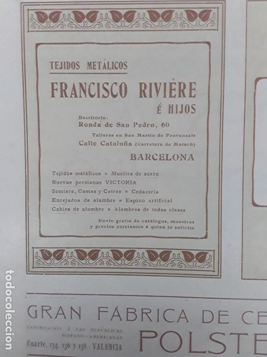 Poster collecting: TEJIDOS METALICOS FRANCISCO RIVIERE E HIJOS SAN MARTIN DE PROVENSALS BARCELONA HOJA A&Ntilde;O 1903