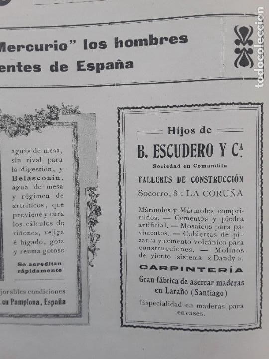 Colecionismo de cartazes: TALLERES DE CONSTRUCCION HIJOS DE B.ESCUDERO CORU&Ntilde;A CARPINTERIA LARA&Ntilde;O FABRICA ASERRAR MADERA 1909