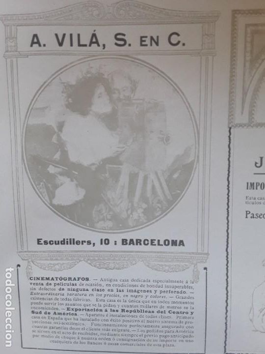 Sammeln von Plakaten: CINEMATOGRAFOS A.VILA VENTA PELICULAS OCASION BARCELONA HOJA A&Ntilde;O 1909