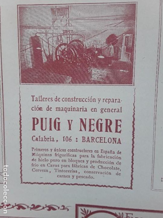 Collectionnisme d'affiches: TALLERES CONSTRUCIION REPARACION MAQUINARIA PUIG Y NEGRE BARCELONA MAQUINAS FRIGORIFICAS A&Ntilde;O 1909