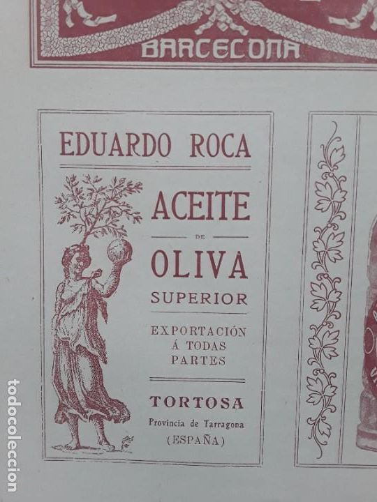 Colecionismo de cartazes: EDUARDO ROCA ACEITE DE OLIVA SUPERIOR TORTOSA TARRAGONA HOJA A&Ntilde;O 1909
