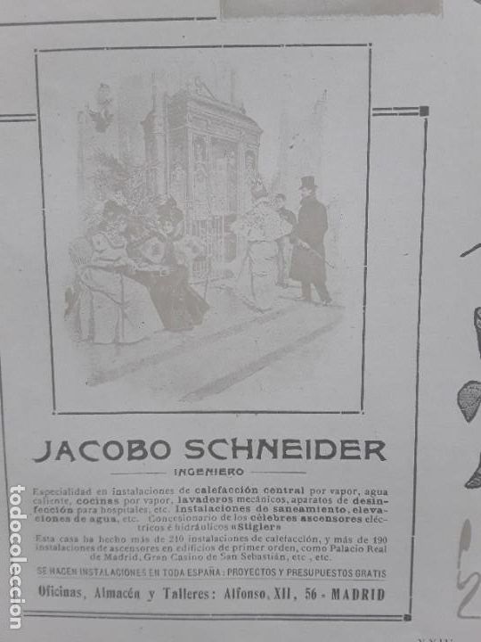 Collectionnisme d'affiches: JACOBO SCHNEIDER INGENIERO INSTALACIONES CALEFACCION CENTRAL POR VAPOR MADRID HOJA A&Ntilde;O 1909