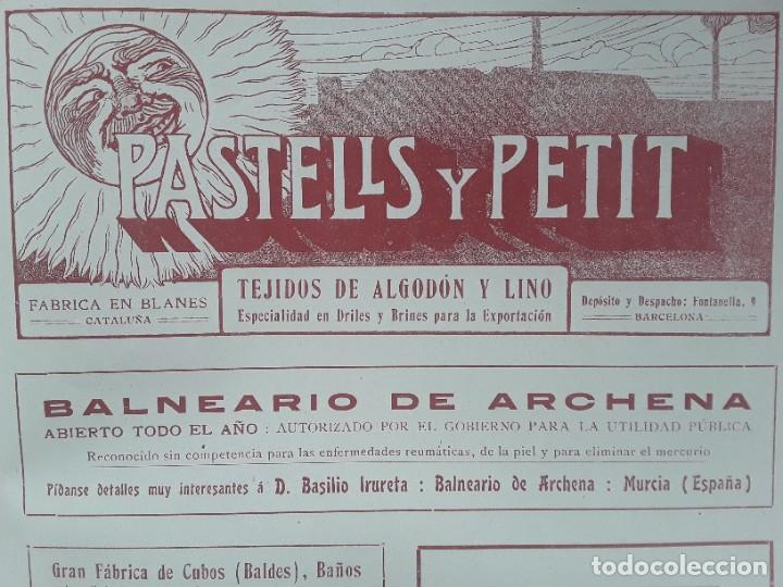 Collectionnisme d'affiches: FABRICA TEJIDOS DE ALGODO Y LINO PASTELLS Y PETIT BLANES ESPECIALIDAD DRILES Y BRINES HOJA A&Ntilde;O 1909