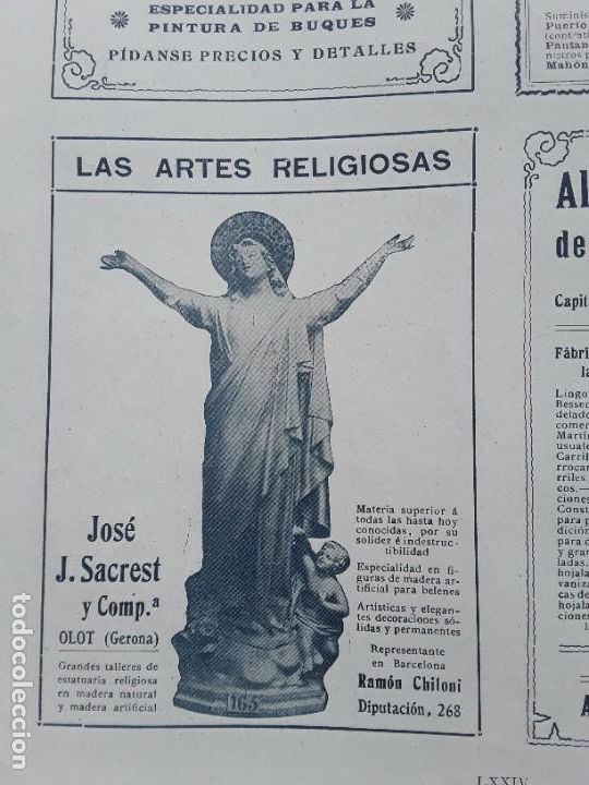 Colecionismo de cartazes: LAS ARTES RELIGIOSAS OLOT JOS&Eacute; J.SACREST Y COMPA&Ntilde;&Iacute;A HOJA PUBLICIDAD A&Ntilde;O 1909
