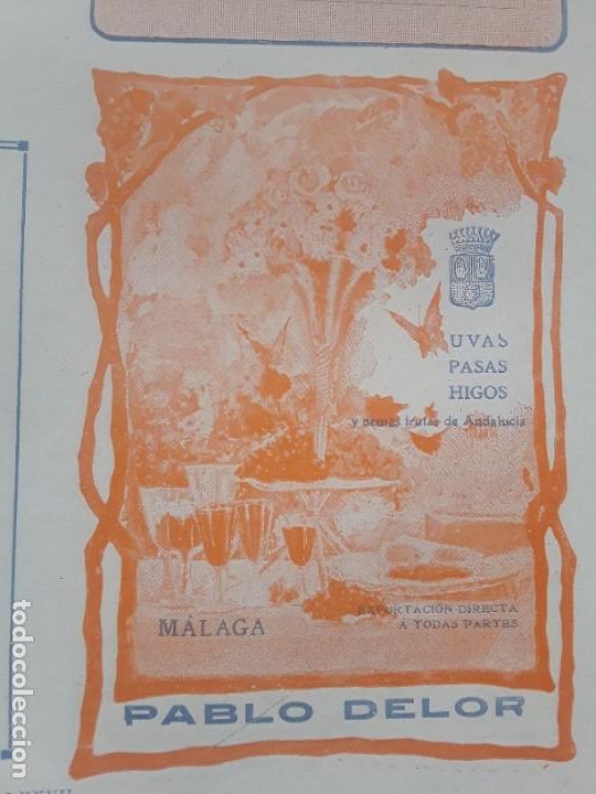 Colecionismo de cartazes: UVAS PASAS HIGOS Y DEMAS FRUTAS DE ANDALUCIA PABLO DELOR MALAGA EXPORTADOR HOJA PUBLICIDAD A&Ntilde;O 1909