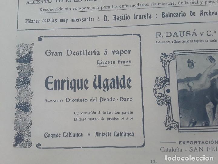 Colecionismo de cartazes: GRAN DESTILERIA A VAPOR ENRIQUE UGALDE SUCESOR DIONISIO DEL PRADO -HARO ANISETE COGNAC HOJA A&Ntilde;O 1909