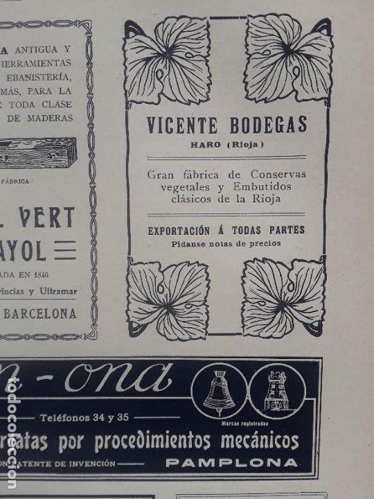 Coleccionismo de carteles: GRAN FABRICA CONSERVAS VEGETALES EMBUTIDOS CLASICOS RIOJA VICENTE BODEGAS HARO HOJA A&Ntilde;O 1909