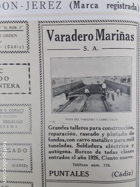 Poster collecting: VARADERO MARI&Ntilde;AS PUNTALES CADIZ GRANDES TALLERES .BARCOS DE TODAS CLASES A&Ntilde;O 1928